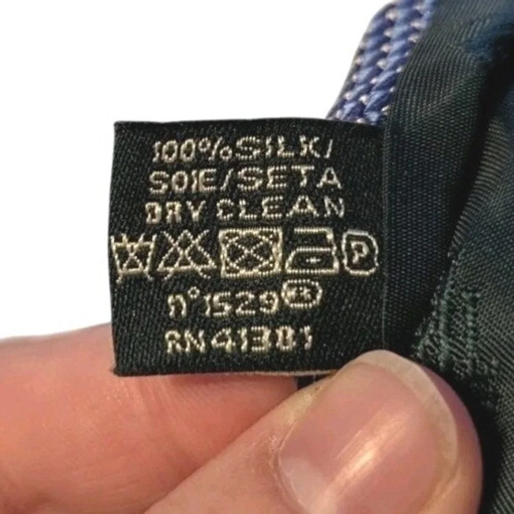 Lauren Ralph Lauren‎ Men's Navy Blue Patterned 100% Silk Tie Geometric Handmade